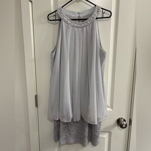 Jessica Howard “Mother of the Groom” Gray Beaded Sleeveless Sheath Dress 14